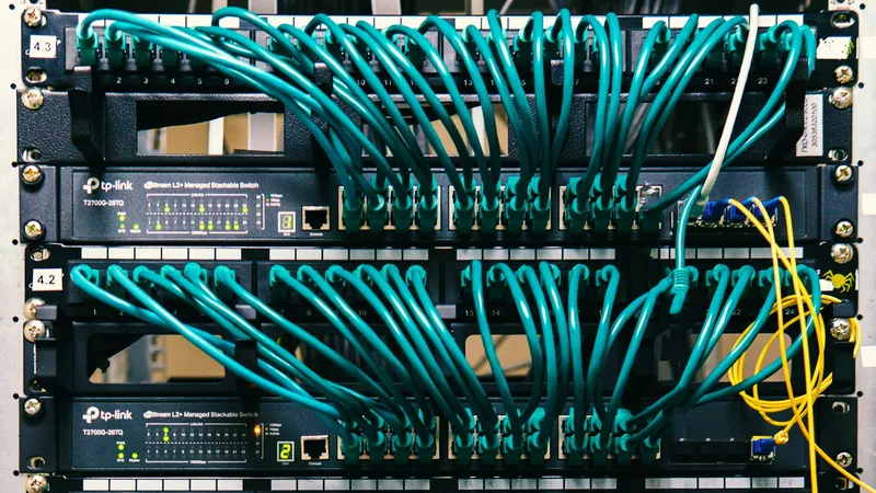 Network cabling in a server rack